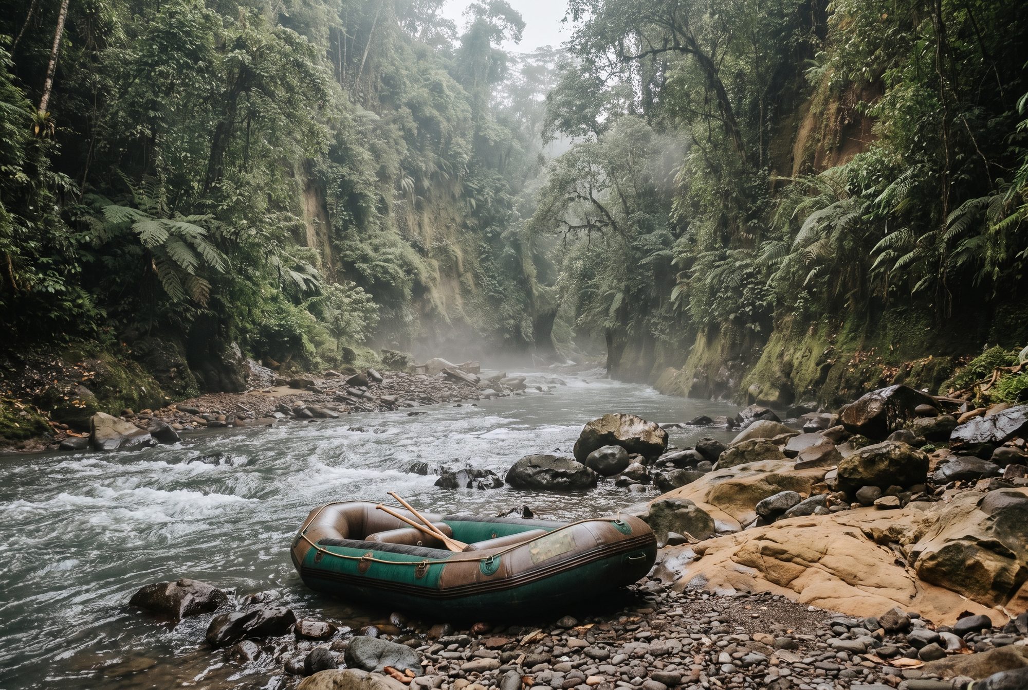 The Ayung river running green through its gorge