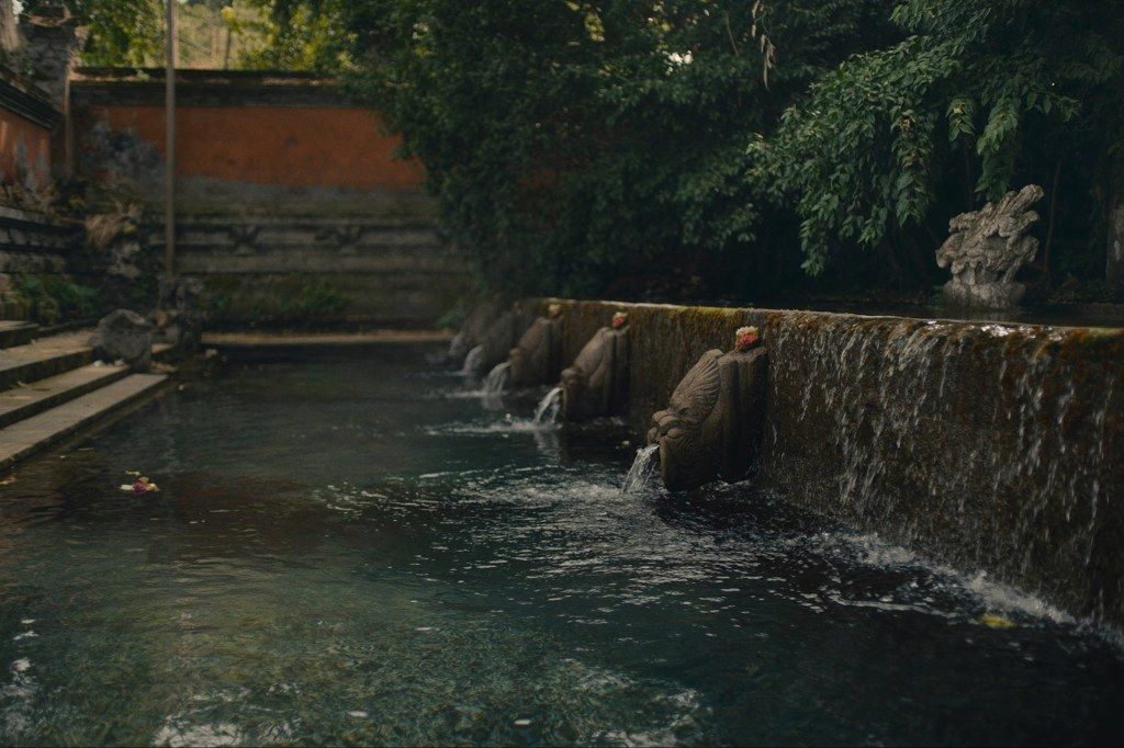 A quiet spring temple in Bali at first light