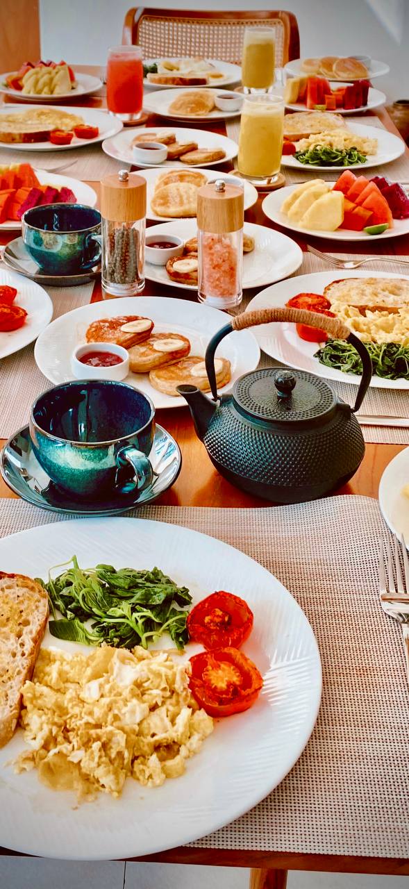 A breakfast tray on a Bali villa table