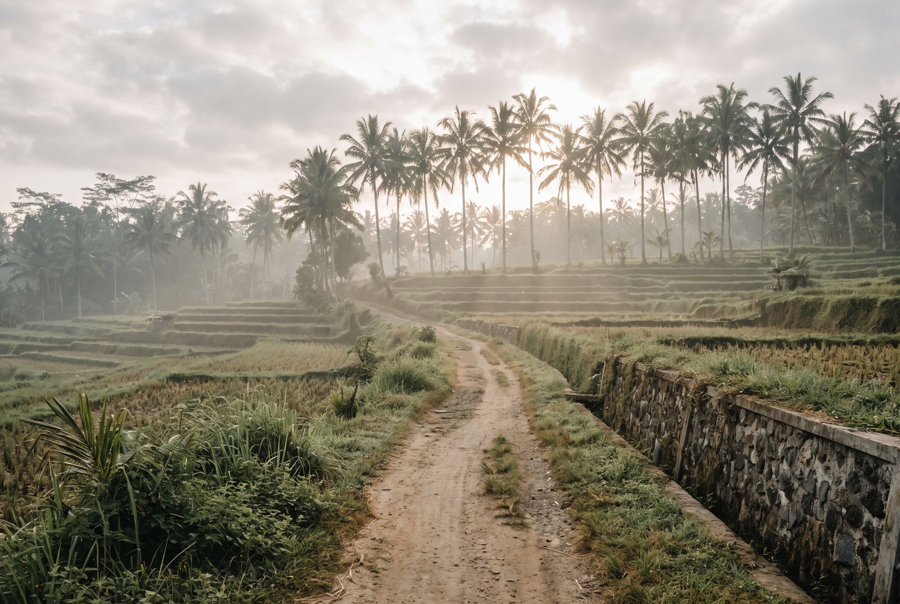 A road through the rice terraces near Ubud